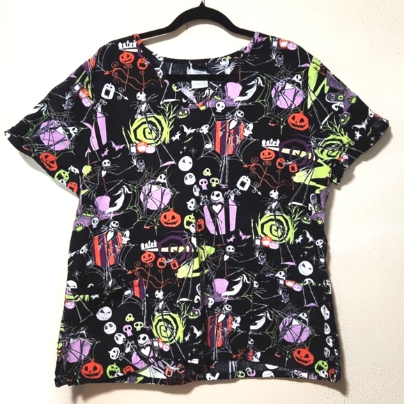 Disney Tops - Disney The Nightmare Before Christmas Tim Burton Nurse Scrubs Size XL